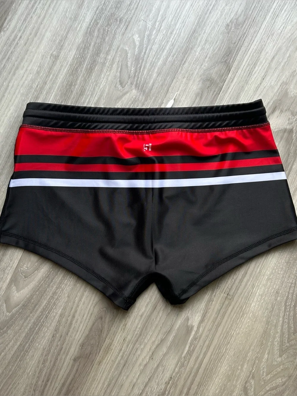 Project 51 | Cassis Square Cut Swim Trunks in Black Red White (Large)